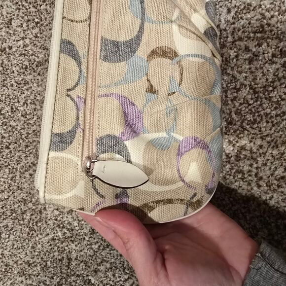 Coach Beige Purple & Blue Zip Wristlet Purse - Picture 5 of 8
